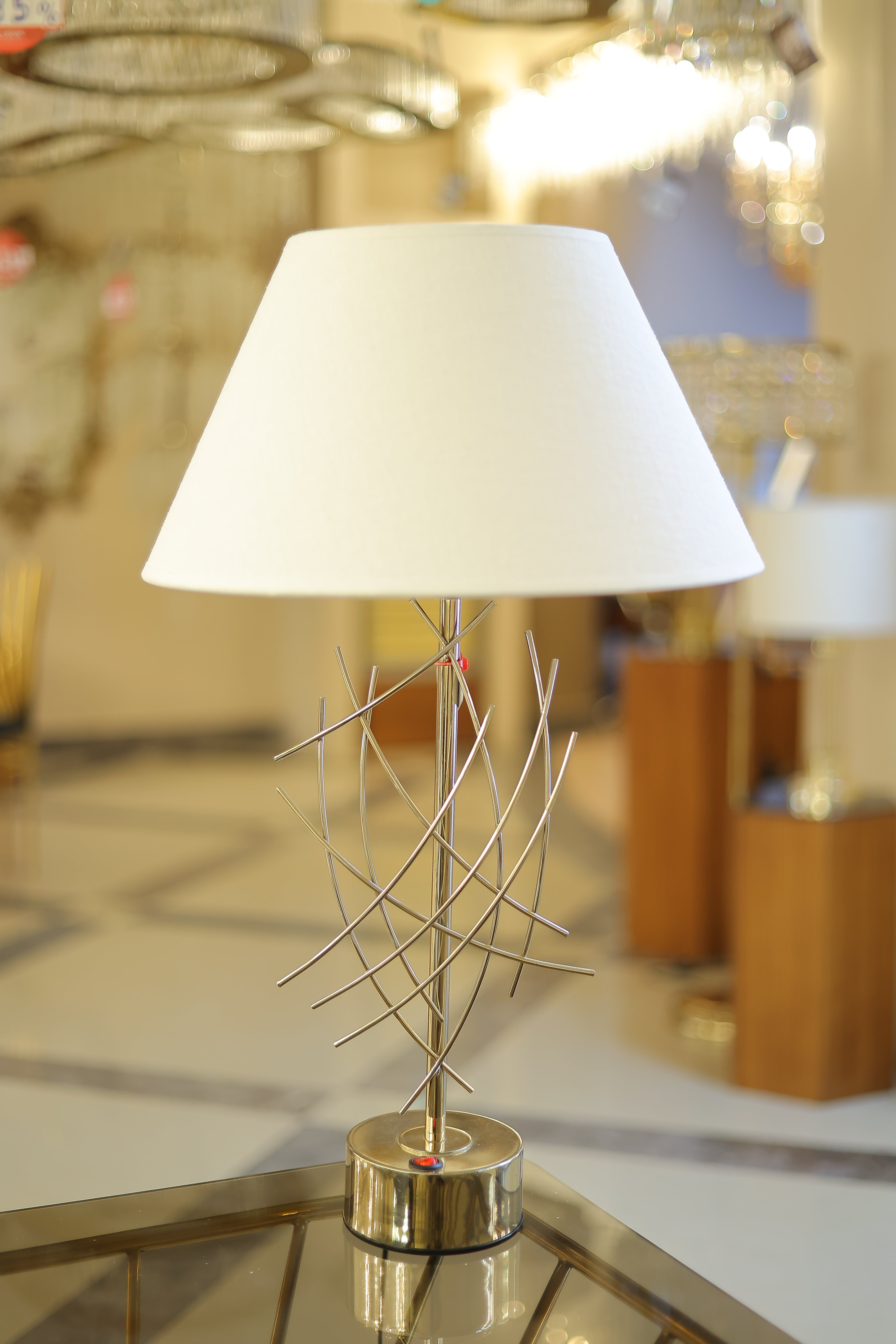 أباجورة سلك، 1 لمبة، معدن، 40×69 سم سوليتير ذهبي من قنديل مصر - Wire Table Lamp, 1 Light, Metal, 40×69cm Solitaire Gold|Kandil Egypt